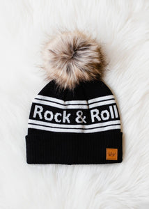 Black & White Rock & Roll Pom Hat