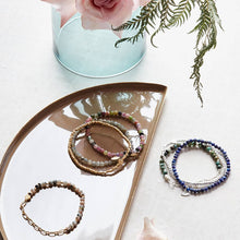 Load image into Gallery viewer, Mini Stone w/Chain Stacking Bracelet - Rhodonite/Gold
