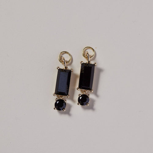 Black Crystal Baguette Charms: One Size
