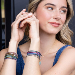 Tonal Chromacolor Miyuki Bracelet Trio - Purple/Silver