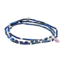 Load image into Gallery viewer, Teardrop Stone Wrap Lapis/Amethyst/Silver - Stone of Clarity