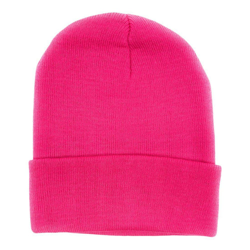 The Park Wholesale - Beanies Caps Toboggan Cuffed Soft Knit in Bulk Multi-Color Plain Blank Wholesale: Hot Pink