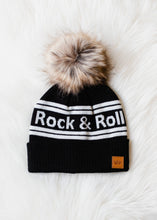 Load image into Gallery viewer, Black &amp; White Rock &amp; Roll Pom Hat