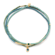 Load image into Gallery viewer, Tonal Chromacolor Miyuki Bracelet Trio - Turquoise/Gold