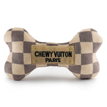 Load image into Gallery viewer, Cream Checker Chewy Vuitton Bones Squeaker Dog Toy: XL