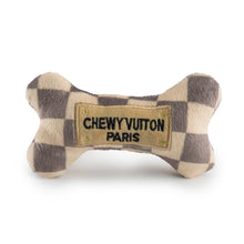 Load image into Gallery viewer, Cream Checker Chewy Vuitton Bones Squeaker Dog Toy: XL