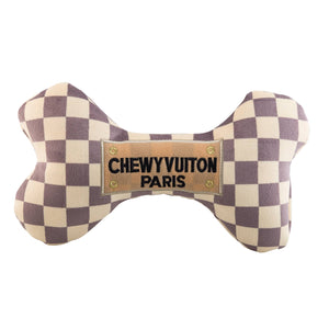 Cream Checker Chewy Vuitton Bones Squeaker Dog Toy: XL