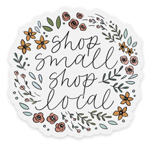 Load image into Gallery viewer, Clear Shop Small Shop Local Sticker, 3x3 in.