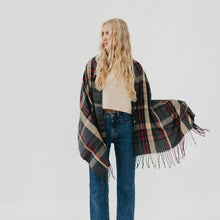 Load image into Gallery viewer, Button Plaid Shawl Scarf