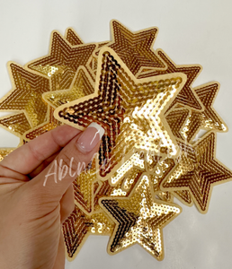 ABLN Boutique - Trucker hat patches 3” gold sequin star patch iron on