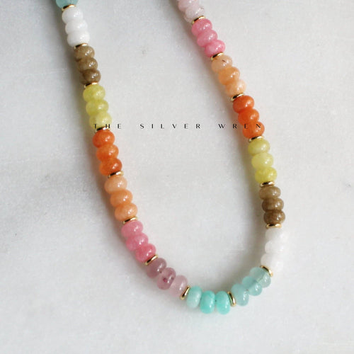 Stone Candy Necklace, Trendy Fashion Summer Jewelry: 16 inch