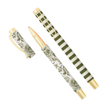 Load image into Gallery viewer, Green Floral Metal Pen Set