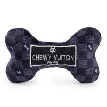 Load image into Gallery viewer, Black Checker Chewy Vuitton Bone Squeaker Dog Toy: Large