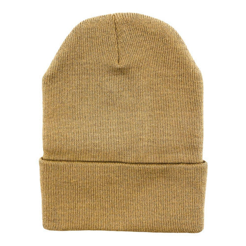 The Park Wholesale - Beanies Caps Toboggan Cuffed Soft Knit in Bulk Multi-Color Plain Blank Wholesale: Khaki