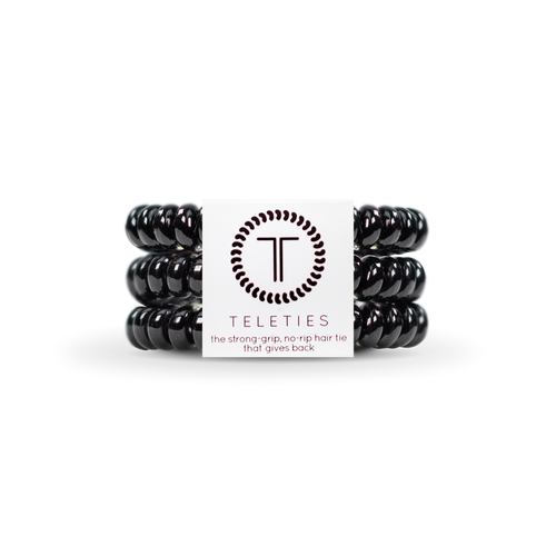 TELETIES - Spiral Hair Coils | Small | Jet Black Hair Ties