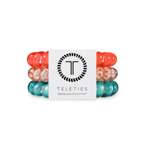 TELETIES - Spiral Hair Coils | Large | Coral Craze Hair Ties