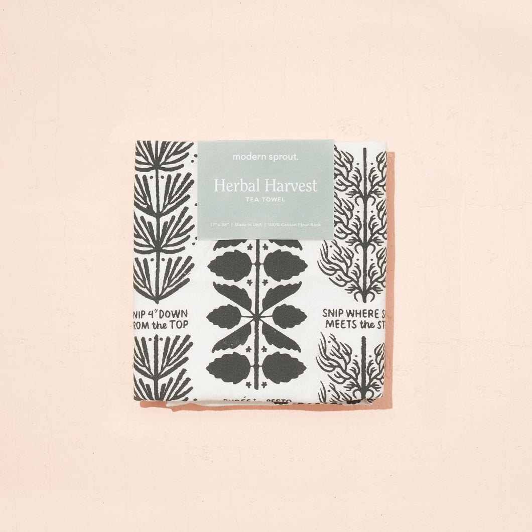 Modern Sprout - Oversized Tea Towel: Herbal Harvest