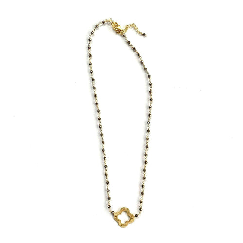 EG Pyrite + Clover Short Necklace