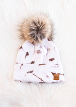 Load image into Gallery viewer, White &amp; Brown Tie Dye Pom Hat