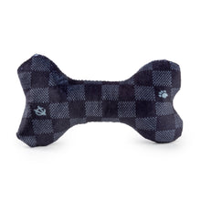 Load image into Gallery viewer, Black Checker Chewy Vuitton Bone Squeaker Dog Toy: Large