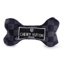 Load image into Gallery viewer, Black Checker Chewy Vuitton Bone Squeaker Dog Toy: Large