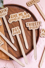 Load image into Gallery viewer, Funny Script Wooden Plant Markers: Love Grows Here