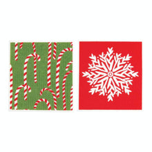 Load image into Gallery viewer, CANDY CANES blu Cloths Reusable Sponge-Cloth, Set of 2