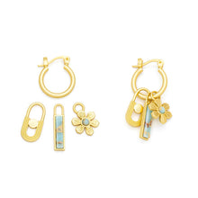 Load image into Gallery viewer, Interchangeable Charm Earring - Aqua Terra/Peace/Gold