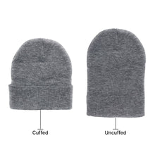 Load image into Gallery viewer, The Park Wholesale - Beanies Caps Toboggan Cuffed Soft Knit in Bulk Multi-Color Plain Blank Wholesale: Heather Grey