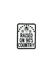 Field Trip Threads - Black Raised on 90's Country Iron On Patch, Trucker Hat Bar