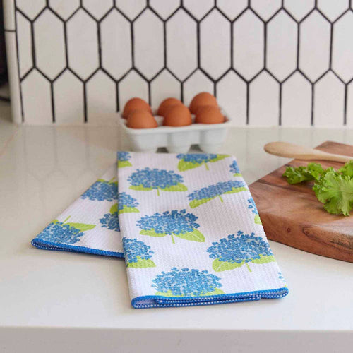HYDRANGEA BLUE blu Kitchen Tea Towel