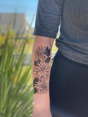NatureTats - Dahlia Flower Temporary Tattoo: 1 Pack