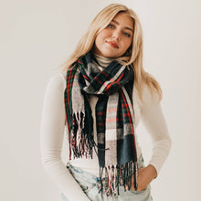 Load image into Gallery viewer, PS Button Plaid Shawl Scarf