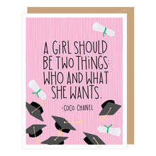 Load image into Gallery viewer, Coco Chanel What She Wants Quote Graduation Card