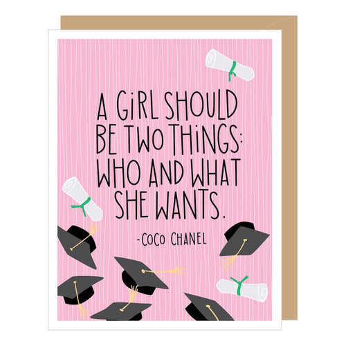 Coco Chanel What She Wants Quote Graduation Card