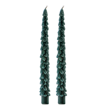 Load image into Gallery viewer, Green Tree Taper Candles, Set of 2