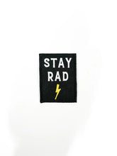 Load image into Gallery viewer, Field Trip Threads - Stay Rad Embroidered Iron-On Patch with Lightning Bolt Black