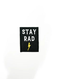 Field Trip Threads - Stay Rad Embroidered Iron-On Patch with Lightning Bolt Black