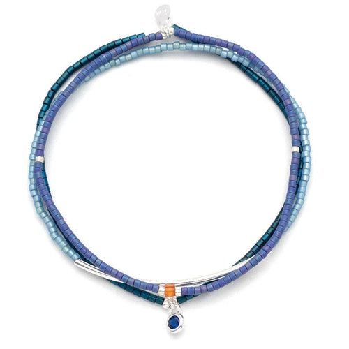 Tonal Chromacolor Miyuki Bracelet Trio - Cobalt/Silver