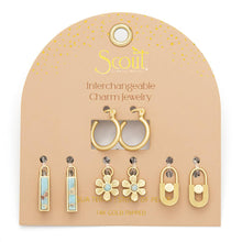 Load image into Gallery viewer, Interchangeable Charm Earring - Aqua Terra/Peace/Gold