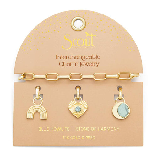 Interchangeable Charm Bracelet - Blue Howlite/Harmony/Gold