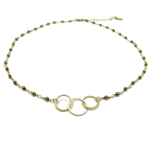 EG 3 Hoops on Pyrite Short Necklace