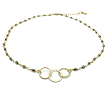 Load image into Gallery viewer, EG 3 Hoops on Pyrite Short Necklace