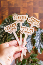 Load image into Gallery viewer, Funny Script Wooden Plant Markers: Love Grows Here