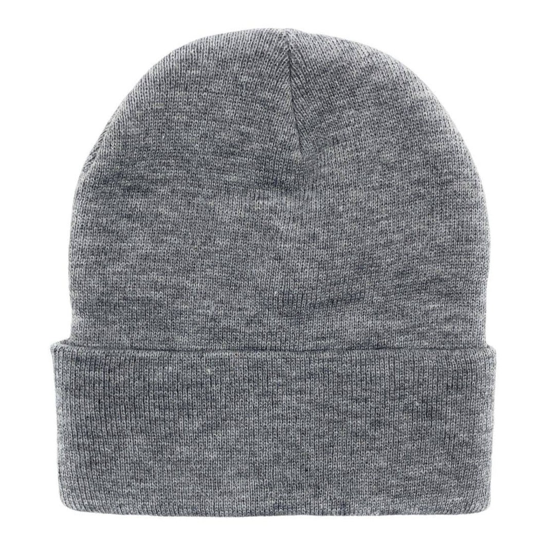 The Park Wholesale - Beanies Caps Toboggan Cuffed Soft Knit in Bulk Multi-Color Plain Blank Wholesale: Heather Grey