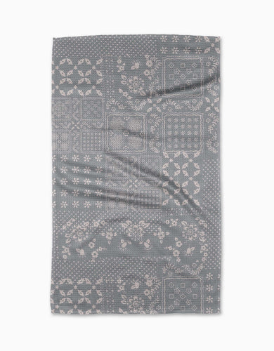 Geometry - Blossoming Bandanna Grey Tea Towel