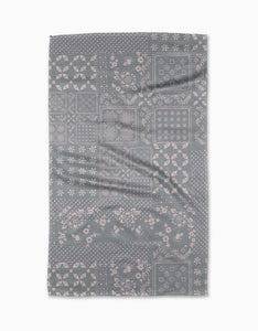 Geometry - Blossoming Bandanna Grey Tea Towel