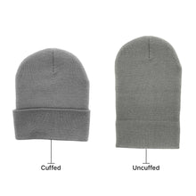 Load image into Gallery viewer, The Park Wholesale - Beanies Caps Toboggan Cuffed Soft Knit in Bulk Multi-Color Plain Blank Wholesale: Light Grey