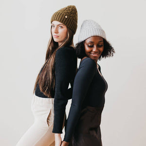 Satin Lined Cashmere Beanie: Olive
