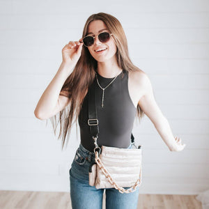 Nova Nylon Chain Crossbody: Taupe